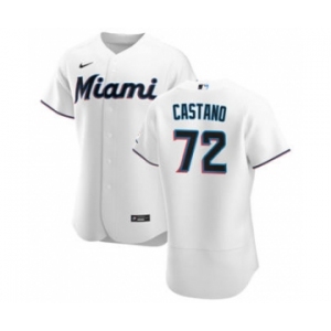 Men's Nike Miami Marlins #72 Daniel Castano White Home 2020 Authentic Player Baseball Jersey