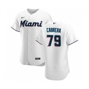 Men's Nike Miami Marlins #79 Edward Cabrera White Home 2020 Authentic Player Baseball Jersey