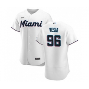 Men's Nike Miami Marlins #96 Alex Vesia White Home 2020 Authentic Player Baseball Jersey