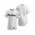 Men's Nike Miami Marlins Blank White 2020 Authentic Golden Edition Baseball Jersey