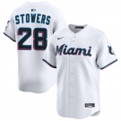 Men's Miami Marlins #28 Kyle Stowers White 2024 Home Limited Stitched Baseball Jersey