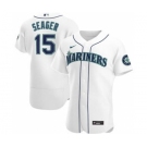 Men's Nike Seattle Mariners #15 Kyle Seager 2020 White Home Authentic Player Baseball Jersey