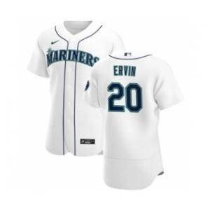 Men's Nike Seattle Mariners #20 Phillip Ervin White Home 2020 Authentic Player Baseball Jersey