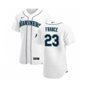 Men's Nike Seattle Mariners #23 Ty France White Home 2020 Authentic Player Baseball Jersey
