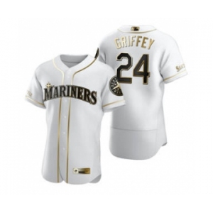 Men's Nike Seattle Mariners #24 Ken Griffey Jr. White 2020 Authentic Golden Edition Baseball Jersey