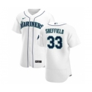 Men's Nike Seattle Mariners #33 Justus Sheffield White Home 2020 Authentic Player Baseball Jersey
