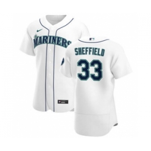Men's Nike Seattle Mariners #33 Justus Sheffield White Home 2020 Authentic Player Baseball Jersey