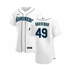 Men's Nike Seattle Mariners #49 Kendall Graveman White Home 2020 Authentic Player Baseball Jersey