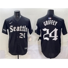 Men's Seattle Mariners #24 Ken Griffey Jr. Black 'Deep Sea Gothic Edition' Vapor Premier Limited Stitched Baseball Jersey