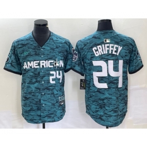 Men's Seattle Mariners #24 Ken Griffey Number Teal 2023 All Star Cool Base Stitched Jersey2