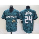 Men's Seattle Mariners #24 Ken Griffey Number Teal 2023 All Star Cool Base Stitched Jersey