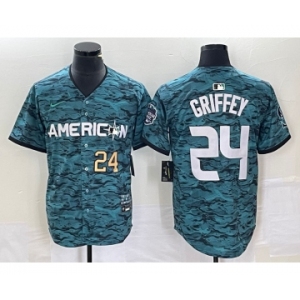 Men's Seattle Mariners #24 Ken Griffey Number Teal 2023 All Star Cool Base Stitched Jersey