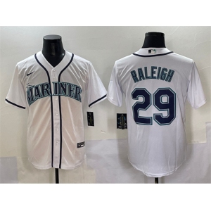 Men's Seattle Mariners #29 Cal Raleigh White Cool Base Stitched Baseball Jersey