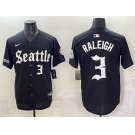 Men's Seattle Mariners #3 Cal Raleigh Black 'Deep Sea Gothic Edition' Vapor Premier Limited Stitched Baseball Jersey
