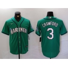 Men's Seattle Mariners #3 JP Crawford Teal Green Stitched Cool Base Nike Jersey