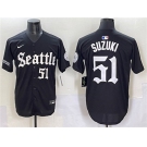 Men's Seattle Mariners #51 Ichiro Suzuki Black 'Deep Sea Gothic Edition' Vapor Premier Limited Stitched Baseball Jersey