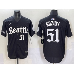 Men's Seattle Mariners #51 Ichiro Suzuki Black 'Deep Sea Gothic Edition' Vapor Premier Limited Stitched Baseball Jersey