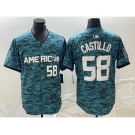 Men's Seattle Mariners #58 Diego Castillo Number Teal 2023 All Star Stitched Baseball Jersey