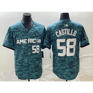 Men's Seattle Mariners #58 Diego Castillo Number Teal 2023 All Star Stitched Baseball Jersey