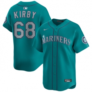 Men's Seattle Mariners #68 George Kirby Aqua Limited Stitched Baseball Jersey