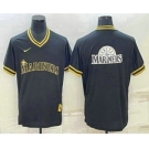 Men's Seattle Mariners Big Logo Black Gold Nike Cooperstown Legend V Neck Jersey