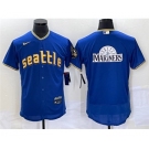 Men's Seattle Mariners Royal Team Big Logo 2023 City Connect Flex Base Stitched Jersey