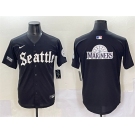 Men's Seattle Mariners Team Big Logo Black 'Deep Sea Gothic Edition' Vapor Premier Limited Stitched Baseball Jersey