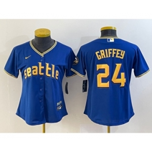 Women's Seattle Mariners Blank Blue 2023 City Connect Cool Base Stitched Jersey