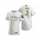 Men's Nike Toronto Blue Jays #12 Roberto Alomar White 2020 Authentic Golden Edition Baseball Jersey