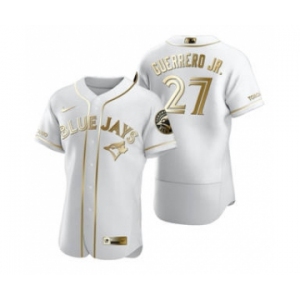 Men's Nike Toronto Blue Jays #27 Vladimir Guerrero Jr. White 2020 Authentic Golden Edition Baseball Jersey