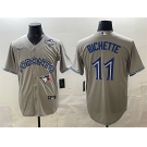Men's Toronto Blue Jays #11 Bo Bichette Gray 2025 World Series Home Cool Base Stitched Jersey