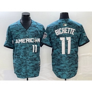 Men's Toronto Blue Jays #11 Bo Bichette Number Teal 2023 All Star Cool Base Stitched Jersey