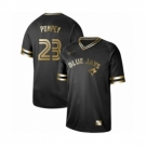 Men's Toronto Blue Jays #23 Dalton Pompey Authentic Black Gold Fashion Baseball Jersey