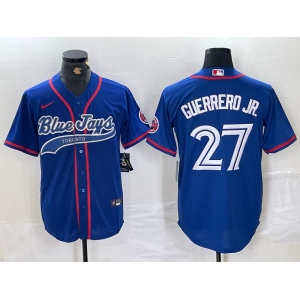 Men's Toronto Blue Jays #27 Vladimir Guerrero Jr Blue Cool Base Stitched Baseball Jersey