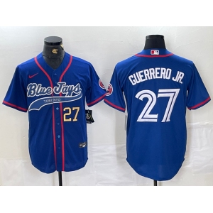 Men's Toronto Blue Jays #27 Vladimir Guerrero Jr Blue Cool Base Stitched Baseball Jerseys