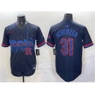 Men's Toronto Blue Jays #31 Max Scherzer Navy 2024 City Connect Limited Stitched Baseball Jersey