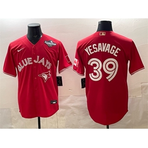 Men's Toronto Blue Jays #39 Trey Yesavage Red 2025 World Series Cool Base Stitched Baseball Jersey