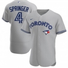 Men's Toronto Blue Jays #4 George Springer Gray Flex Base Stitched Jersey