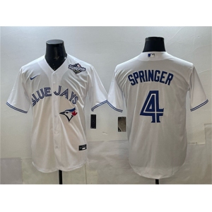 Men's Toronto Blue Jays #4 George Springer White 2025 World Series Home Cool Base Stitched Baseball Jersey