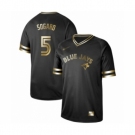 Men's Toronto Blue Jays #5 Eric Sogard Authentic Black Gold Fashion Baseball Jersey