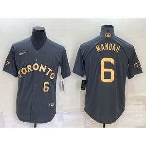 Men's Toronto Blue Jays #6 Alek Manoah Number Grey 2022 All Star Stitched Cool Base Nike Jersey