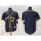 Men's Toronto Blue Jays Blank Black Gold Cool Base Stitched Jersey