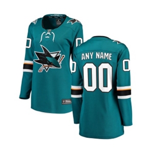 Women San Jose Sharks Customized Fanatics Branded Teal Green Home Breakaway NHL Jersey