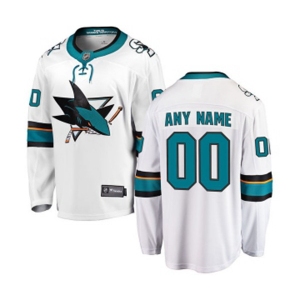 Youth San Jose Sharks Customized Fanatics Branded White Away Breakaway NHL Jersey