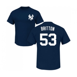 Baseball New York Yankees #53 Zach Britton Navy Blue Name & Number T-Shirt