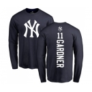 MLB Nike New York Yankees #11 Brett Gardner Navy Blue Backer Long Sleeve T-Shirt