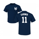 MLB Nike New York Yankees #11 Brett Gardner Navy Blue Name & Number T-Shirt