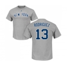 MLB Nike New York Yankees #13 Alex Rodriguez Gray Name & Number T-Shirt