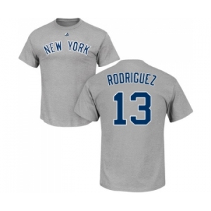 MLB Nike New York Yankees #13 Alex Rodriguez Gray Name & Number T-Shirt