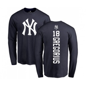 MLB Nike New York Yankees #18 Didi Gregorius Navy Blue Backer Long Sleeve T-Shirt